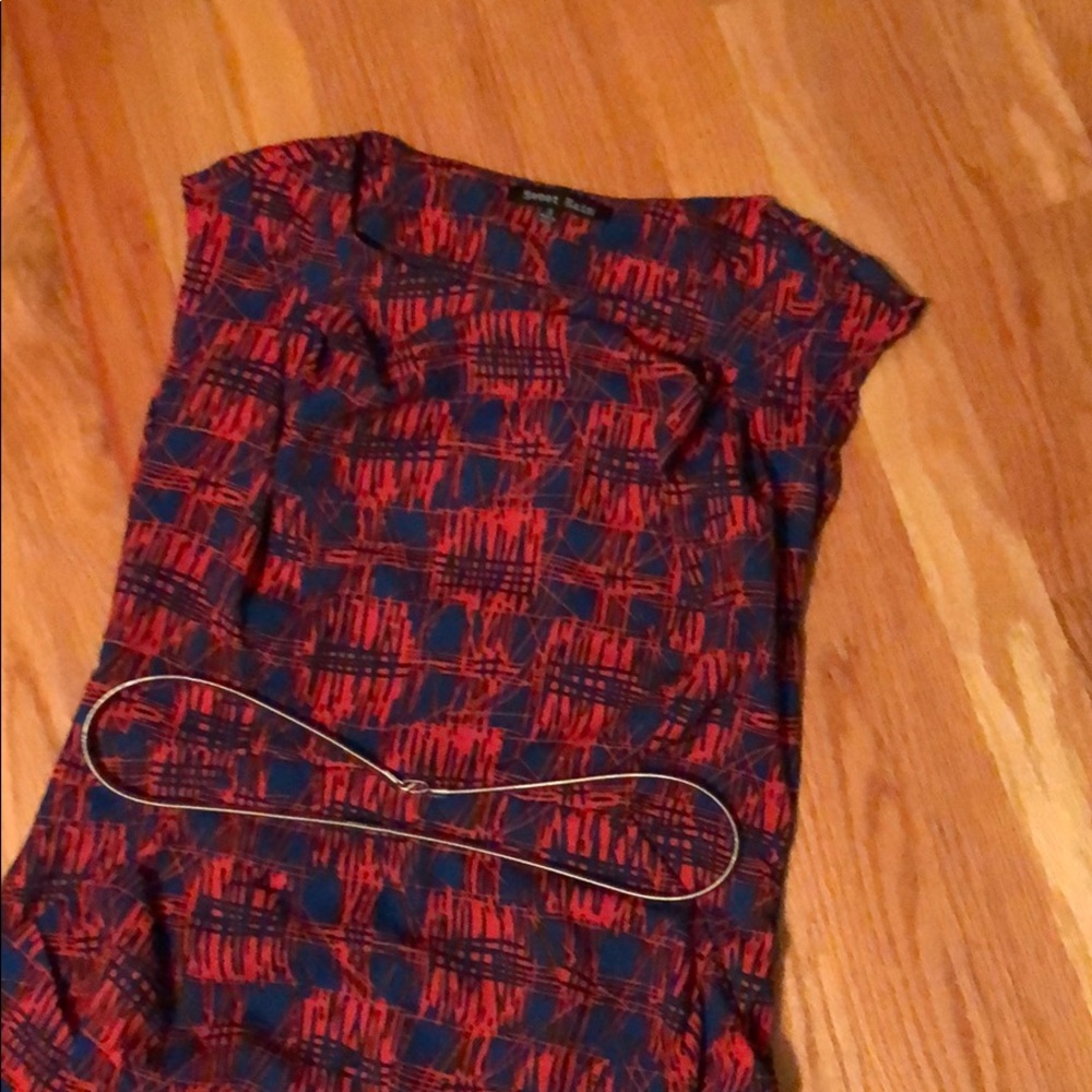 Red navy midi dress